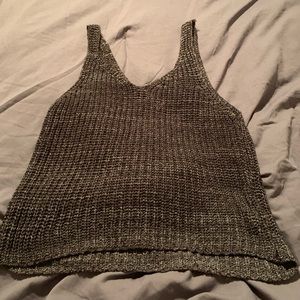 Black and white tweed crop top